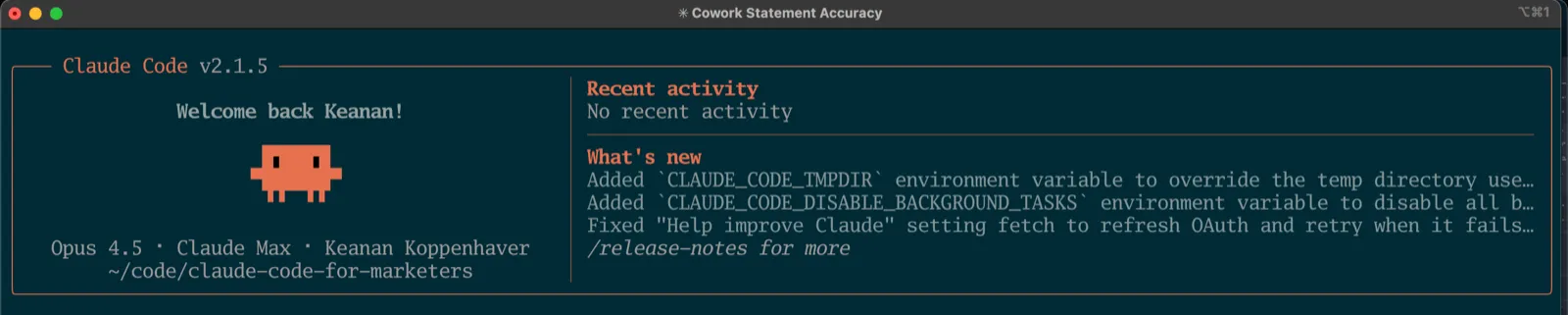 Claude Code running in the terminal