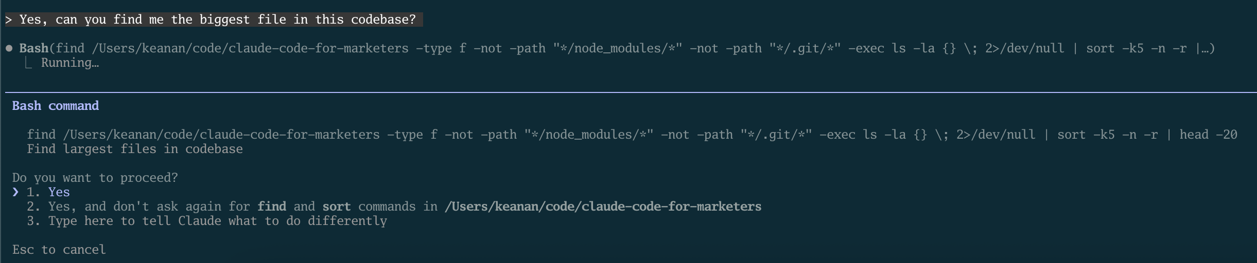 Claude Code asking for permission before running a command